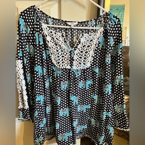Crown & Ivy XL elephant patterned shirt
